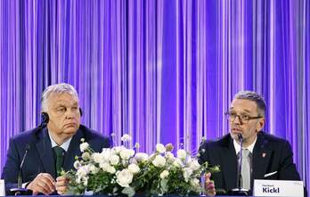 Viktor Orbán y Herbert Kickl, este domingo en Viena.
