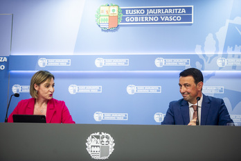 María Ubarrechena y Mikel Torres han protagonizado la rueda de prensa del primer Consejo del Gobierno Pradales.