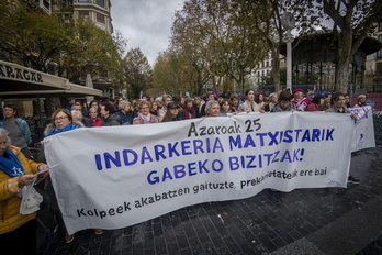 Manifestación en Donostia contra la violencia machista.
