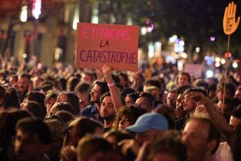 La plaza de la República, en París, ha acogido protestas ciudadanas para alertar sobre la eventual llegada a poder de RN.  Olympia DE MAISMONTBIZE