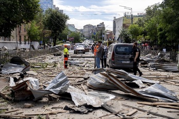 Imagen de la ciudad de Kiev tras el ataque con misiles ruso.