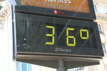 Un termómetro indica una temperatura elevada en Bilbo.