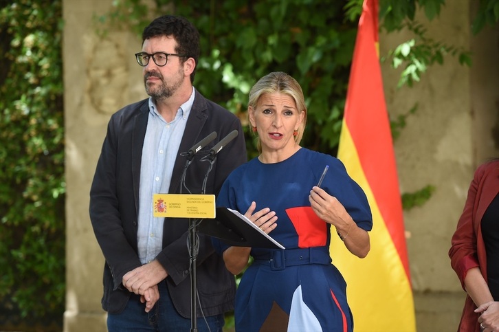 El secretario de Estado de Trabajo, Joaquín Pérez Rey, y la ministra Yolanda Díaz, en una comparecencia anterior.