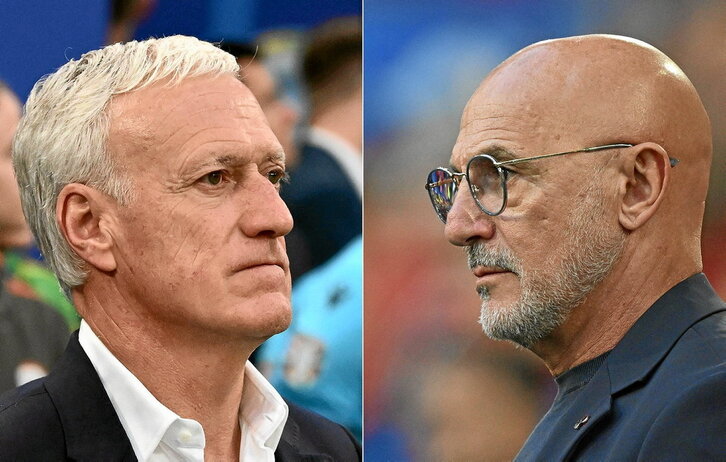 Deschamps y De la Fuente, entrenadores de la selección francesa y la española, respectivamente.