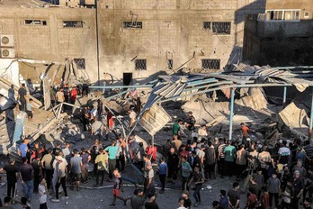 Imagen de una instalación de la UNRWA atacada por Israel el pasado sábado.