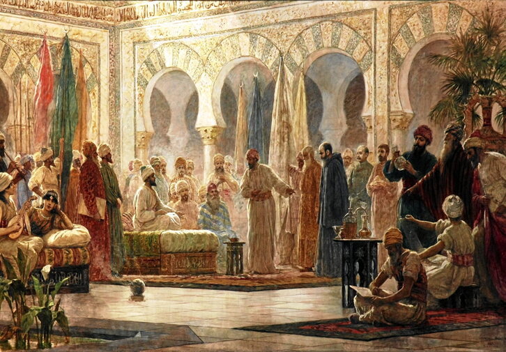 Cuadro de Dionisio Baixeras que recrea la corte de Abd al-Rahman III.