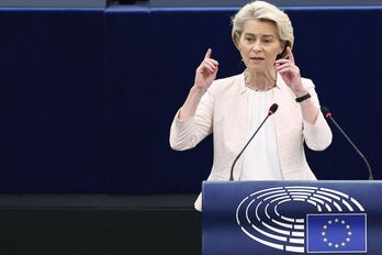 Von der Leyen, durante su discurso de este jueves en el Parlamento Europeo.