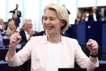 Ursula von der Leyen, ayer tras conocerse el resultado de la votación secreta en la Eurocámara.