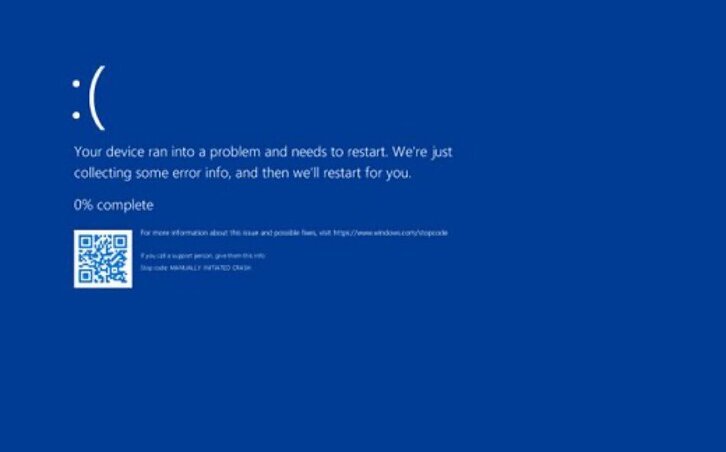 Mensaje que anuncia la caída del sistema de Microsoft.