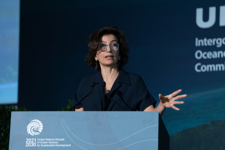 La directora general de la Unesco, Audrey Azoulay, en un acto anterior.