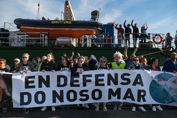 Manifestación en contra de Altri el pasado 12 de junio en la Ría de Arousa, A Coruña.