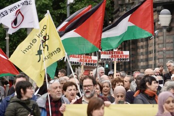 Gernika-Palestina eragileak deitutako manifestazio bat.