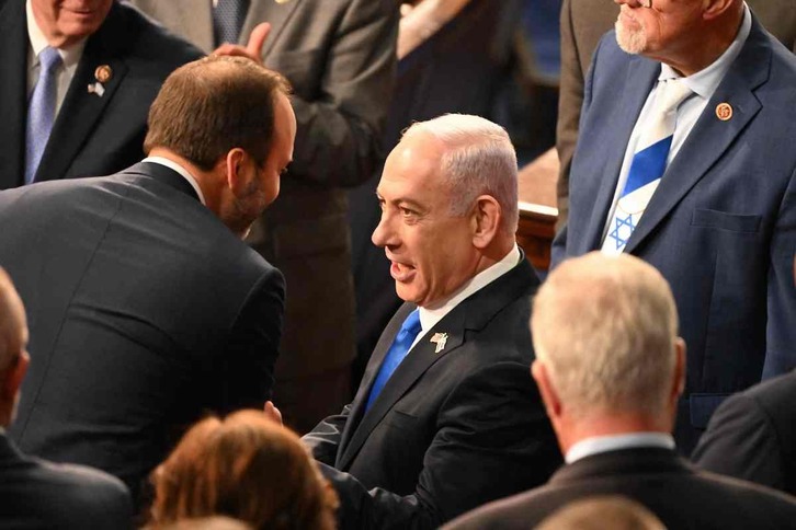 Benjamín Netanyahu en su llegada al Congreso de Estados Unidos.