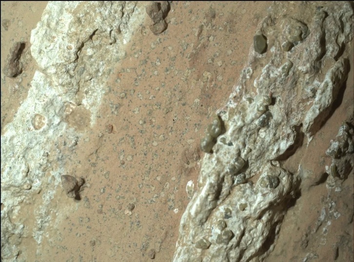 Roca de Marte en la que la NASA ha encontrado señales de posible vida microscópica hace miles de millones de años.