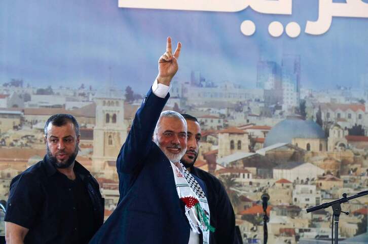 Imagen de archivo del líder de Hamas, Ismail Haniyeh, en Sidon, Líbano.