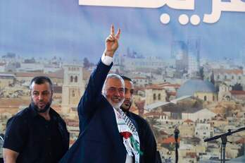 Imagen de archivo del líder de Hamas, Ismail Haniyeh, en Sidon, Líbano.