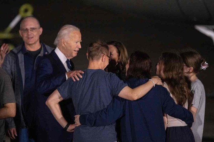 Biden y Harris, en la recepción a los estadounidenses canjeados con Moscú.