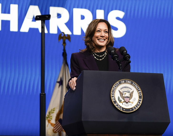 Kamala Harris, durante un acto de su partido. 