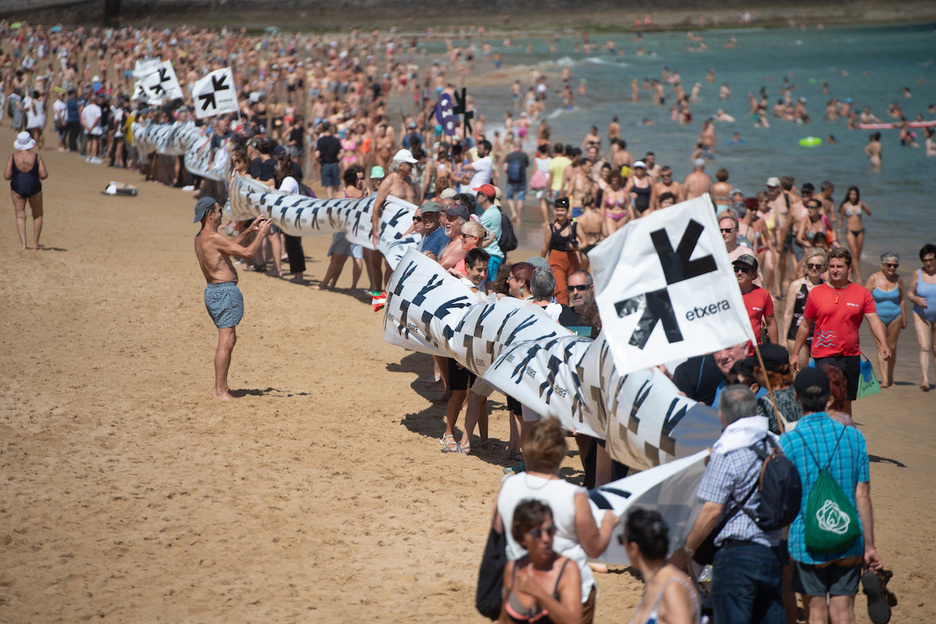 Mobilizazioa Kontxako hondartzan, Donostian.