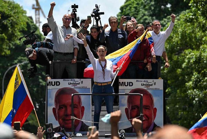 María Corina Machado reapareció este sábado en Caracas.