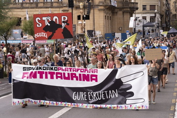 Manifestación antitaurina del año pasado en Donostia.