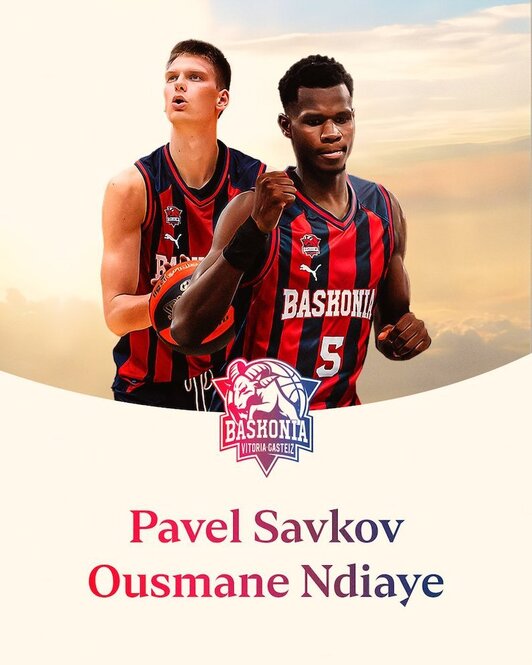 Pavel Savkov y Ousmane Ndiaye, miembros de la primera plantilla del Baskonia.