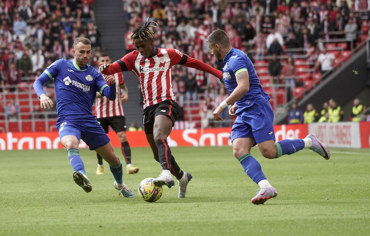 Nico Williams, una de las felices incorporaciones del Athletic en la convocatoria frente al Getafe.