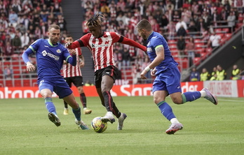 Nico Williams, una de las felices incorporaciones del Athletic en la convocatoria frente al Getafe.