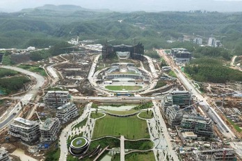 Vista aérea de los edificios en construcción de la futura capital de Nusantara.