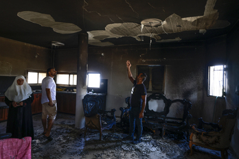 Una de las casas incendiadas por colonos israelíes en Jit, en la Cisjordania ocupada. 