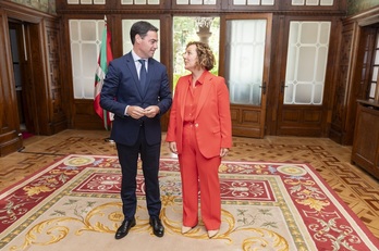 La presidenta de Confebask, Tamara Yagüe, en su reunión con el lehendakari de la CAV, Imanol Pradales.