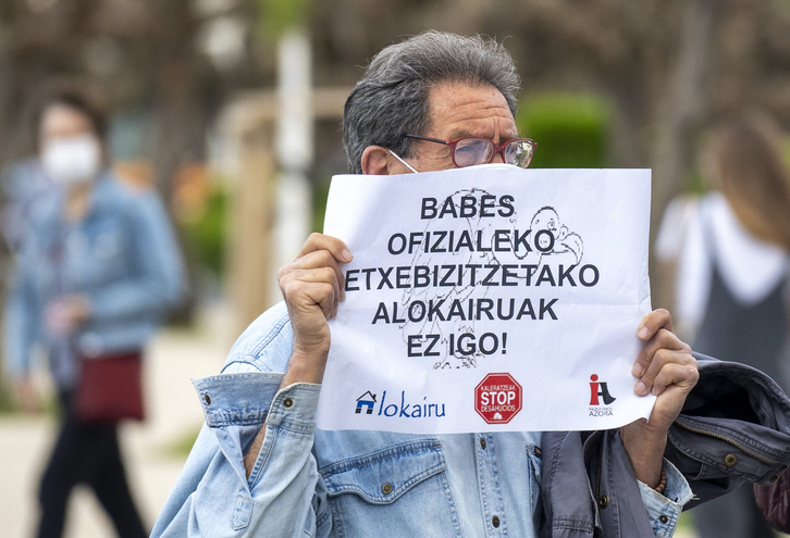 Protesta por el incremento del precio de alquiler en VPO, en Donostia en 2021.