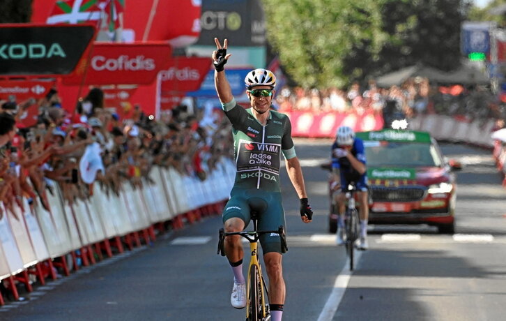 Wout Van Aert pudo disfrutar con su tercera victoria en esta Vuelta 2024.