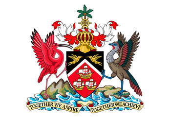 Escudo de Trinidad y Tobago, con las tres carabelas. 