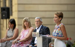 La lehendakari María Chivite, en el acto de cierre del curso político anterior, en el mes de julio.