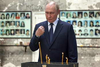 Putin, en su visita esta semana a la escuela de Beslán, primera en 20 años.