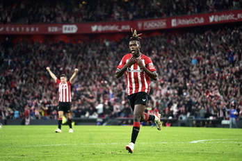 Nico Williams celebra un gol en un partido de la pasada temporada.