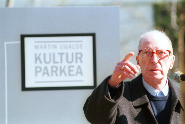 Martin Ugalde, bere izena duen Andoaingo parkearen inaugurazioan.