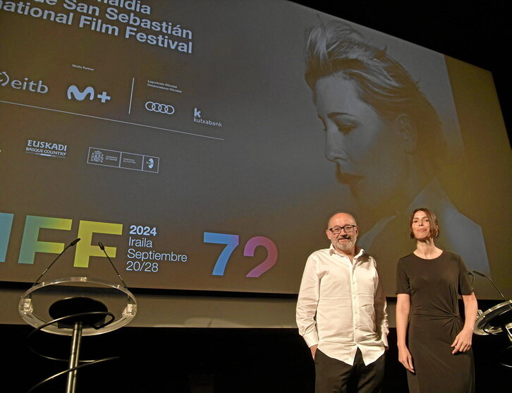 José Luis Rebordinos y Ruth Pérez de Anucita, en el acto de presentación oficial de la 72ª edición de Zinemaldia.