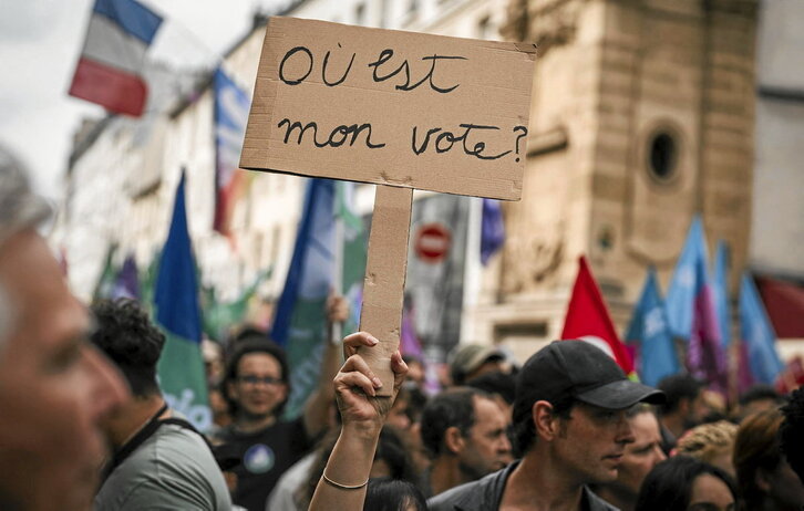 Imagen de la protesta que tuvo lugar en París.