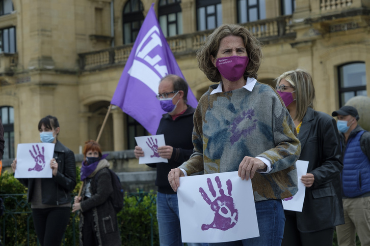 Concentración en 2021, tras denunciarse las agresiones sexuales del masajista en Donostia.