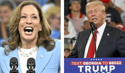 Combo de imágenes de Kamala Harris y Donald Trump, que llegan empatados a su primer y quizás último debate televisado antes de las presidenciales del 5 de noviembre.