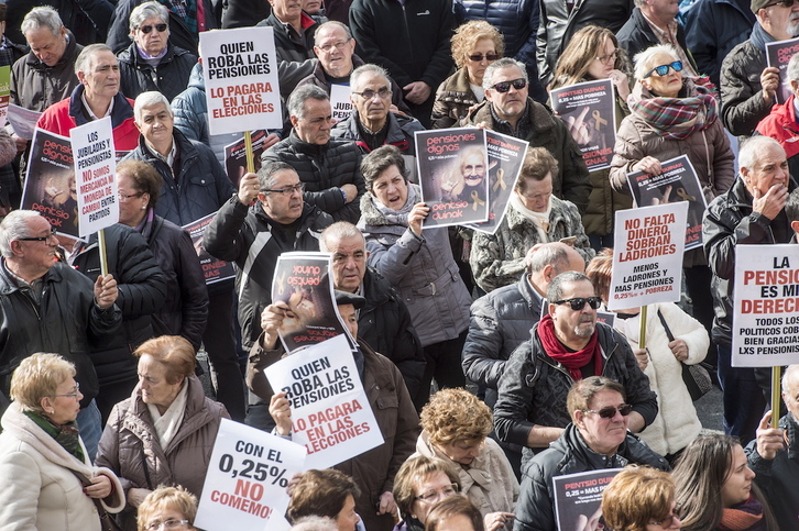 Una movilización de los pensionistas vascos por una pensiones dignas.