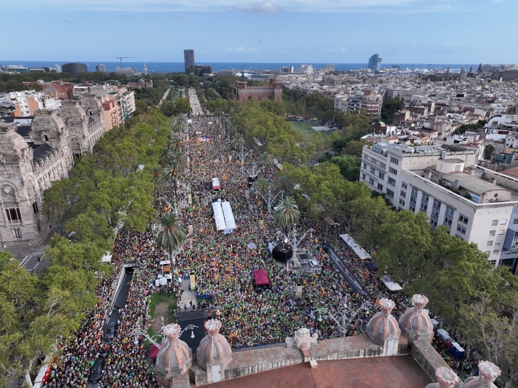 Imagen aérea de la manifestación de Barcelona.