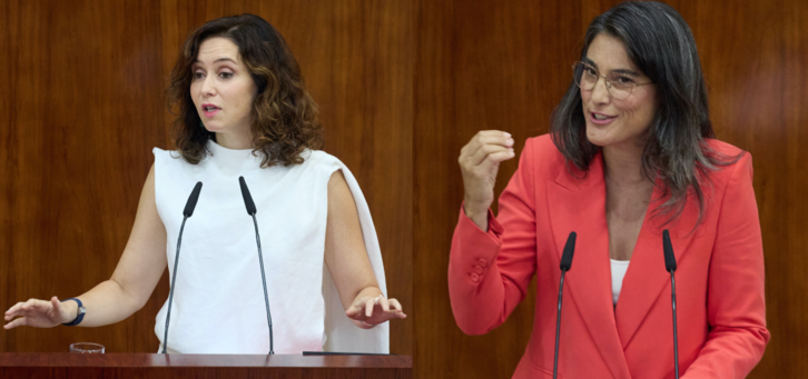 Ayuso y Bergerot, en el cara a cara en la Asamblea este viernes.