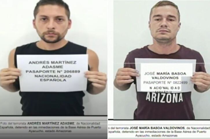 Los dos detenidos, en la imagen de la televisión venezolana.