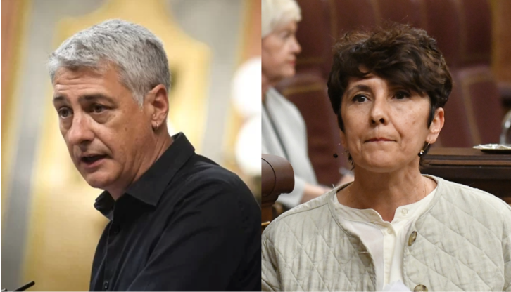 Oskar Matute y Maribel Vaquero, diputados de PNV y EH Bildu, en una sesión anterior del Congreso.