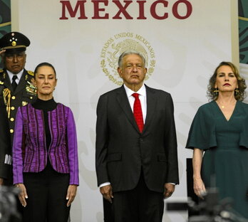 La presidenta electa y el presidente López Obrador.