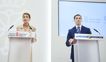 María Chivite e Imanol Pradales, en su reciente reunión en Iruñea.