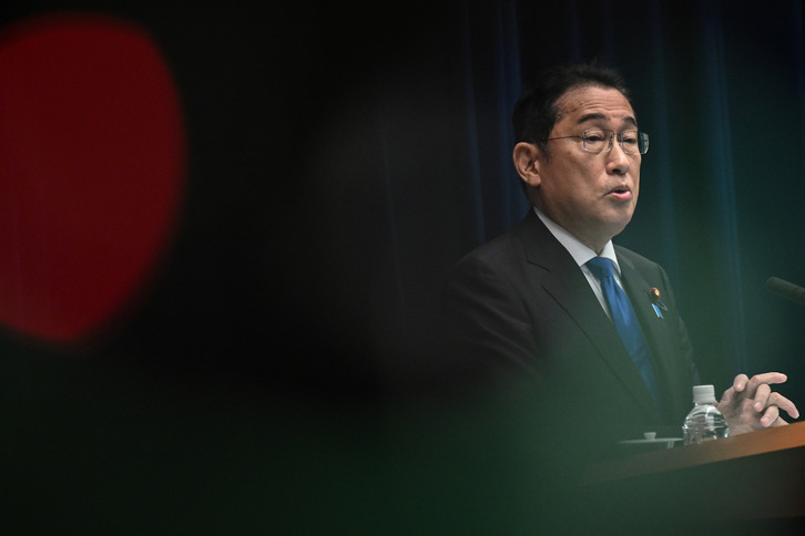 Rueda de prensa del primer ministro japonés, Fumio Kishida, en agosto.